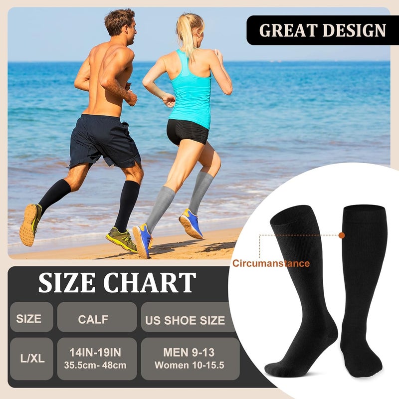 Tisancy 4 Pairs Cotton Compression Socks for Women Men 20-30mmhg Is Best Support Stocking for Running Hiking Cycling - Image 3